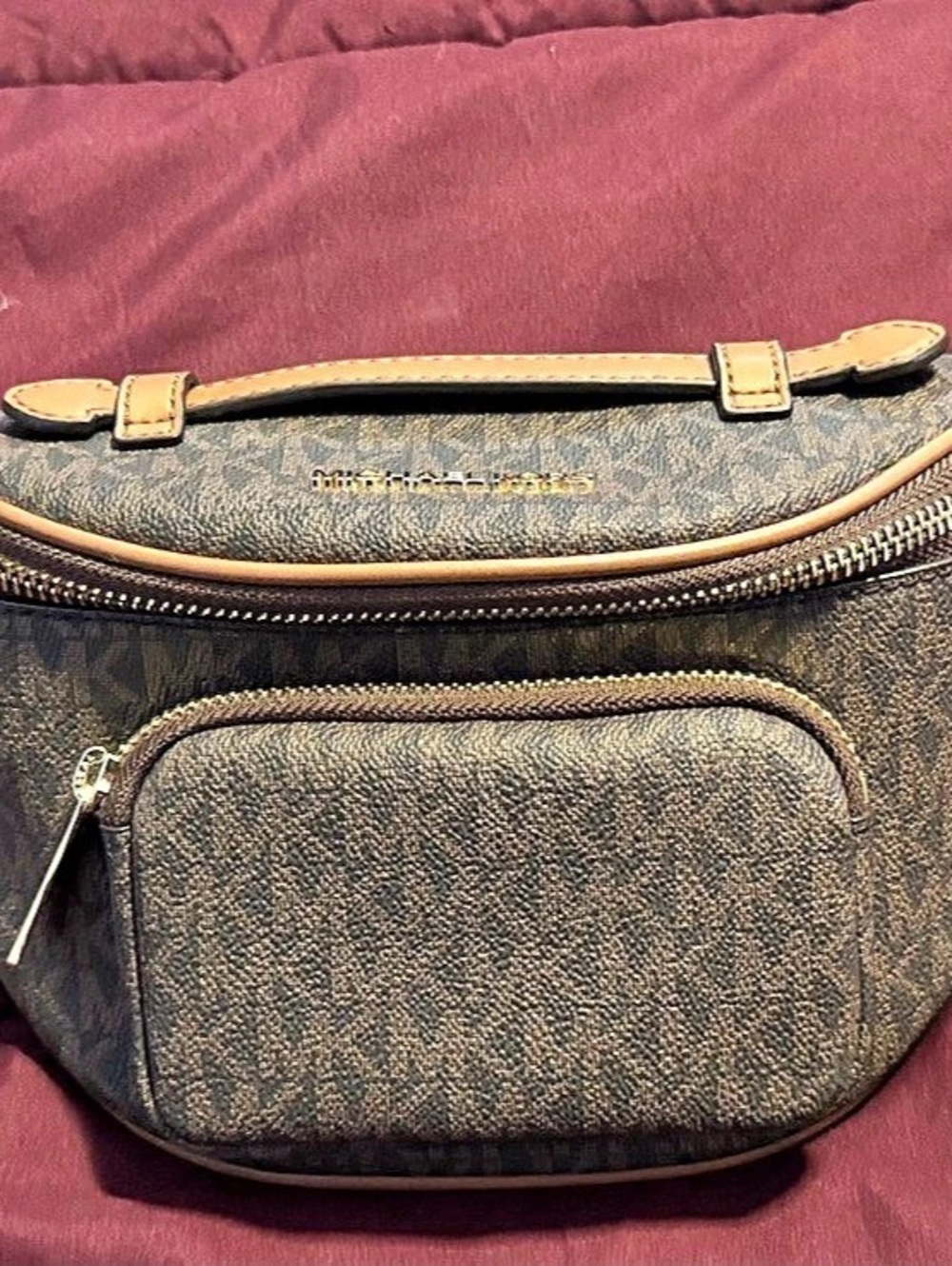 Michael Kors Medium Logo Belt Bag Brown & Black Crossbody Bag